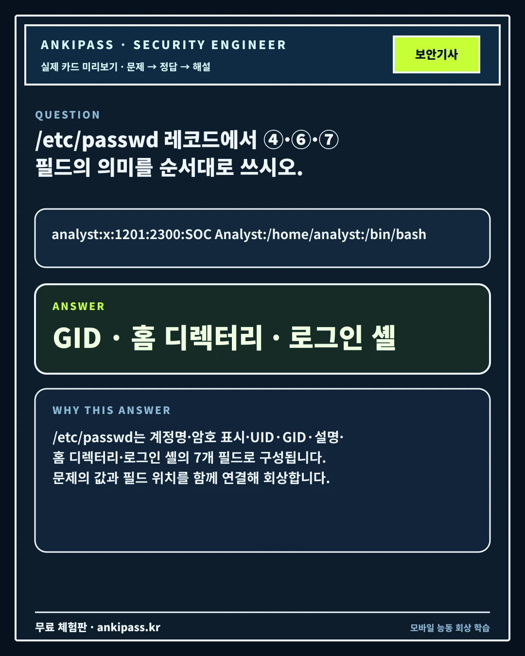 정보보안기사 실기 문제·정답·핵심 해설 Anki 카드 예시